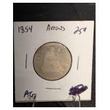 1854 Seated Liberty Quarter with arrows