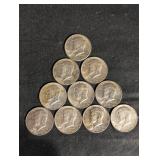 Kennedy Half Dollars 1964 90% Silver (Lot of 10)