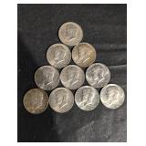 Kennedy Half Dollars 1964 90% Silver (Lot of 10)