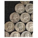 Lot Of 15 90% Silver Washington Quarters.