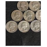 Lot Of 15 90% Silver Washington Quarters.