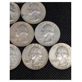 Washington Quarter 1953-1964 - 10 Coins - 90% Silver US Currency