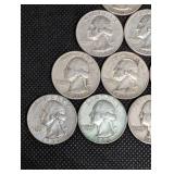 90% Silver Washington Quarters - 1964 & 1953-1964 (Lot of 10)