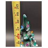 Ceramic Christmas Tree Lamp - 20 in Tall, Multicolor Bulbs, Snow Accents