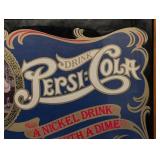 Pepsi-Cola Vintage Advertising Sign - Framed Lithograph A Nickel Drink Worth a Dime 5¢