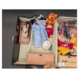 Barbie Carry Case With 2 Vintage Dolls & Assorted Clothing Accessories - 1960s
