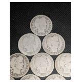 Lot Of 15 Barber Quarter Dollars 90% Silver Various Dates