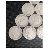 Lot Of 15 Barber Quarter Dollars 90% Silver Various Dates
