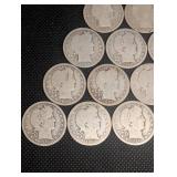 Lot Of 15 Barber Quarter Dollars 90% Silver Various Dates