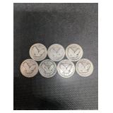 7 Standing Liberty Quarters (1920s) - United States Quarter Dollars 90% Silver