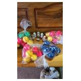 Nativity Scene with kids, 3" trap.  4 bags of Vintage Christmas Ornaments, 8 in each one.