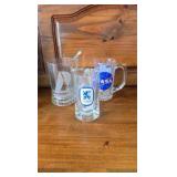 3 glass mugs, Lowenbraun, Munich- Nasa- 12 Meter Racing Sloop