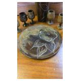 6 Tiny Cups, Bottle with Cork, Matching Plate