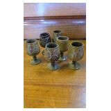 6 Tiny Cups, Bottle with Cork, Matching Plate