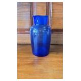 Blue Glass, Jiffy PB Jar, Tall Blue Vase,  3 Small Jars