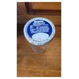 Blue Glass, Jiffy PB Jar, Tall Blue Vase,  3 Small Jars