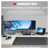 Monster M-Series Certified Premium HDMI Cable 2.0, Features 4K Ultra HD at 60Hz Refresh Rate, Duraflex Jacket, and Triple Layer Shielding, 22.5 Gbps - 4.9 ft