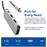 Verbatim 4-in-1 USB C Hub Adapter with Dongle - 60W Power Delivery, USB 3.0, USB 2.0 for USB C Laptops