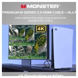 Monster M-Series Certified Premium HDMI Cable 2.0, Features 4K Ultra HD at 60Hz Refresh Rate, Duraflex Jacket, and Triple Layer Shielding, 22.5 Gbps - 16 ft