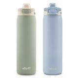 NEW Ello Pop & Fill 22oz. Stainless Steel Water Bottle with Leak Proof Locking Lid, 2-Pack Pistachio/Blue Dream
