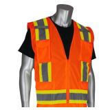 NEW PIP 302-0500S Type R Class 2 Two-Tone Surveyor Solid Safety Vest - Orange - XXL