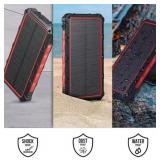 Dartwood 16000 mAh Solar Power Bank - Qi Portable Wireless Charger with USB Type C Input