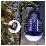 2 Pack of Dartwood Outdoor Bug Zapper - Waterproof, USB Rechargeable and Battery Powered Mosquito Killer, Insect Trap and Fly Swatter