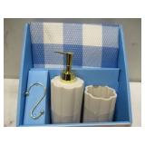 NEW Draper James 15-Piece Bath Set - Blue/White