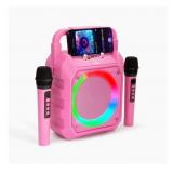 NEW JOYC Brands JOYC Mic Drop Karaoke Machine with 2 Wireless Mics & RGB Lights - PINK