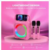 NEW JOYC Brands JOYC Mic Drop Karaoke Machine with 2 Wireless Mics & RGB Lights - PINK
