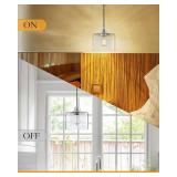 NEW Dolaimi House 1 Light Modern 7.3 Inch Seeded Clear Glass Brushed Nickel Hanging Pendant Lamp