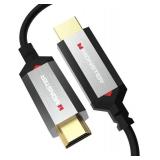 Monster Essentials Directional Fiber Optic HDMI 2.1-48 Gbps Active Optical Cable Featuring Aluminum Extrusion Connector - Supports 8K @ 60HZ, 4K @ 120HZ, Premium Certified, V-Grip, 50ft