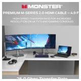Monster M-Series Certified Premium HDMI Cable 2.0 4K Ultra HD at 60Hz Refresh Rate, 25 Gbps - 4.9 ft