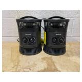 LOT OF 2 Honeywell HHF360B 1500W 360? Surround Indoor Heater Black: Portable Space Heater for Bedroom, ETL Listed, Fan Driven