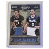 Andrew Wiggins and Zach LaVine 2016-17 Panini Absolute Team Tandems Dual Relic #10 and Numbered 68/149 - Minnesota Timberwolves Basketball Card