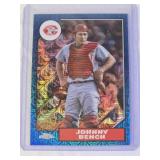 Johnny Bench 2022 Topps Chrome Blue Mojo SP #T87C2-95 and Numbered #013/150 - Cincinnati Reds Baseball Card
