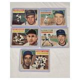 Lot of 5 Vintage Baseball Cards Featuring Harvey Kuenn, Billy Hoeft, Bobby Avila, Don Liddle, and Wes Westrum from 1956 Topps