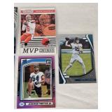 Lot of 7 Rookies and Inserts Football Cards Featuring Jahmyr Gibbs, Jaxon Smith-Njigba, Baker Mayfield, Trevor Lawrence, Deshaun Watson, and Jeremiah Trotter Jr.