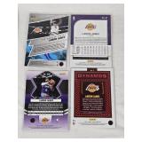 Lot of 8 LeBron James Basketball Cards including Panini, Mosaic, and NBA Hoops with special features like Thunder Lane and Dynamos.