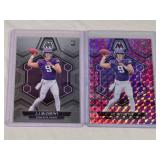 Lot of 2 J.J. McCarthy Rookie Football Cards - 2024 Panini Mosaic and Prizm Variants - Minnesota Vikings