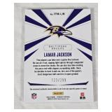 Lamar Jackson 2024 Panini Phoenix Franchise Future Materials Relic #FFM-LJN and Numbered 123/299 - Baltimore Ravens Football Card