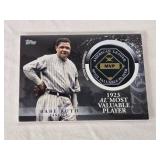 Babe Ruth 2023 Topps AL MVP Award Winner Commemorative Medallion - New York Yankees Baseball Card