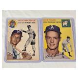 Lot of 2 Vintage Topps Baseball Cards from 1954 Featuring Jack Dittmer and Bob Cain