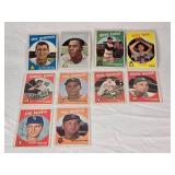Lot of 9 Vintage Baseball Cards From the Late 1950s Featuring Alex Grammas, Billy Harrell, Gene Baker, and Others - Includes Players from St. Louis Cardinals, Chicago White Sox, Detroit Tigers, and Mo
