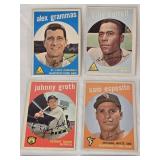 Lot of 9 Vintage Baseball Cards From the Late 1950s Featuring Alex Grammas, Billy Harrell, Gene Baker, and Others - Includes Players from St. Louis Cardinals, Chicago White Sox, Detroit Tigers, and Mo