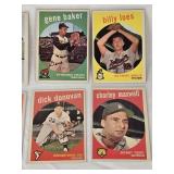 Lot of 9 Vintage Baseball Cards From the Late 1950s Featuring Alex Grammas, Billy Harrell, Gene Baker, and Others - Includes Players from St. Louis Cardinals, Chicago White Sox, Detroit Tigers, and Mo