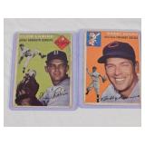 Lot of 2 1954 Topps Featuring Clem Labine and Bobby Adams - Brooklyn Dodgers and Cincinnati Redlegs Vintage Baseball Cards