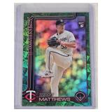 Zebby Matthews Rookie 2025 Topps Green Foil SP #283 and Numbered 78/99 - Minnesota Twins Baseball Card