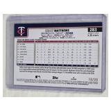 Zebby Matthews Rookie 2025 Topps Green Foil SP #283 and Numbered 78/99 - Minnesota Twins Baseball Card