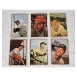 Lot of 6 Vintage 1953 Bowman Color Baseball Cards Featuring Clyde Vollmer, Willie Jones, Al Corwin, Larry Miggins, Dale Mitchell, and Jim Dyck